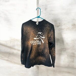 Bleach Dyed Long Sleeve Shirt Girls on the Run Graphic Tee Acid Wash Grunge M